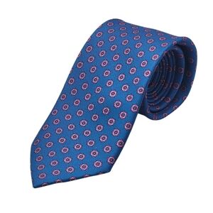 The Tie Bar Mens Necktie 100% Silk Blue‎ and Pink Print Tie